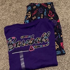 Kids Matching Set - Purple and Black Graphic Set baseball 101